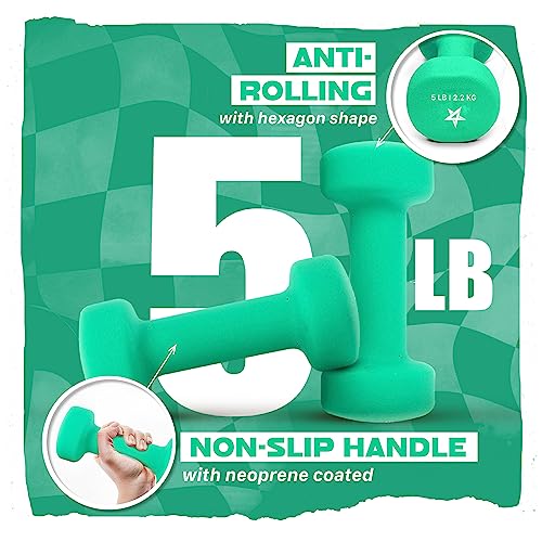 Yes4All 3 lbs Dumbbells Neoprene with Non Slip Grip – Great for Total Body Workout – Total Weight: 6 lbs (Set of 2)