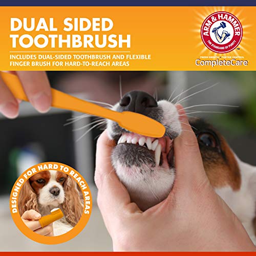 Arm & Hammer Complete Care Dog Dental Kit | 2.5 oz Chicken Flavor Enzymatic Dog Toothpaste, Toothbrush, & Finger Brush | Baking Soda Enhanced Formula for Fresh Breath and Tartar Control