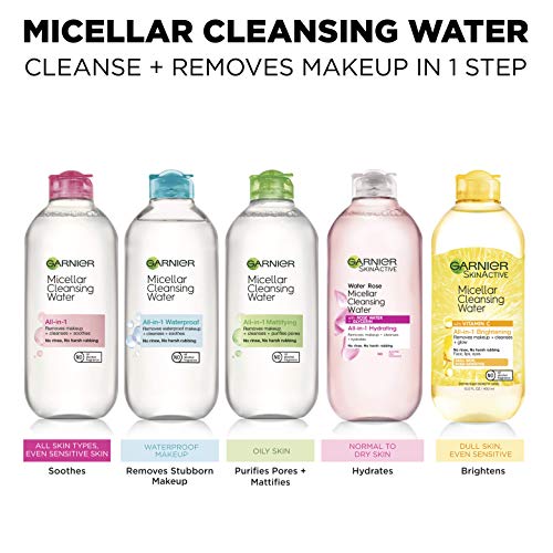 Garnier SkinActive Micellar Water with Vitamin C, Facial Cleanser & Makeup Remover, 13.5 Fl Oz (400mL), 1 Count (Packaging May Vary)