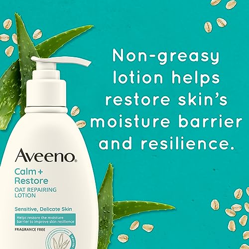 Aveeno Restorative Skin Therapy Sulfate-Free Body Wash for Sensitive, Distressed, Dry Skin, Gentle Cleanser with Antioxidant Oat, Aloe & Pro-Vitamin B5, Soap- & Fragrance-Free, 18 fl. oz