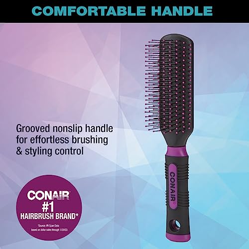 Conair Salon Results Vent Hairbrush Set, Travel Hairbrush and Full-Size Hairbrush Included, Color May Vary, 2 Count