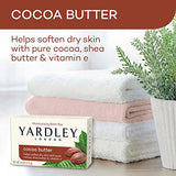 Yardley London Moisturizing Bath Soap Bar Shea Cocoa Butter, Helps Soften Dry Skin with Pure Cocoa and Vitamin E, (4.0 oz, 1)