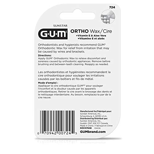 GUM - 10070942007235 Orthodontic Wax with Vitamin E and Aloe Vera (Pack of 6)