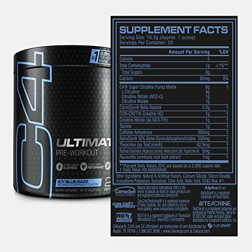 Cellucor C4 Ultimate Pre Workout Powder Strawberry Watermelon - Sugar Free Preworkout Energy Supplement for Men & Women - 300mg Caffeine + 3.2g Beta Alanine + 2 Patented Creatines - 20 Servings