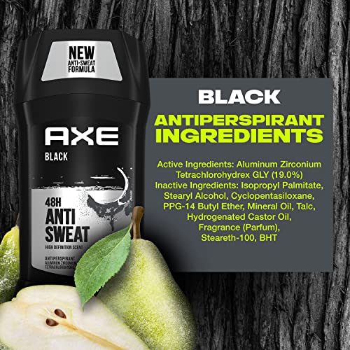 AXE Antiperspirant Stick For Men For Long Lasting Freshness Dark Temptation All Day Fresh Scent 48 Hour Anti Sweat Mens Deodorant 2.7oz 4 Count