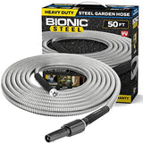 Bionic Steel 50 Foot Garden Hose 304 Stainless Steel Metal Water Hose – Super Tough & Flexible, Lightweight, Crush Resistant Aluminum Fittings, Kink & Tangle Free, Rust Proof, Easy to Use & Store