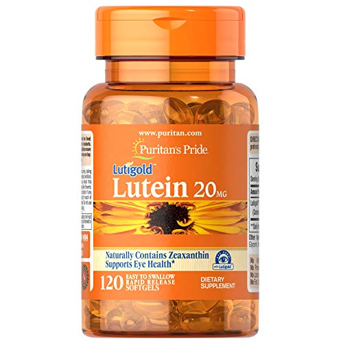 Puritans Pride Lutein 20 mg with Zeaxanthin Softgels, Supports Eye Health, 120 Count