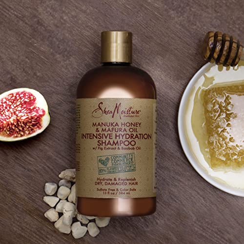 SheaMoisture Intensive Hydration Shampoo for Dry, Damaged Hair Manuka Honey and Mafura Oil Sulfate-Free 13 oz