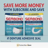 Sea Bond Secure Denture Adhesive Seals, Original Uppers, Zinc-Free, All-Day-Hold, Mess-Free, 30 Count (Pack of 1)