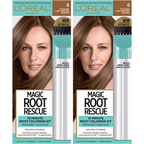 L'Oreal Paris Magic Root Rescue 10 Minute Root Hair Coloring Kit, Permanent Hair Color with Quick Precision Applicator, 100 percent Gray Coverage, 4 Dark Brown, 2 count