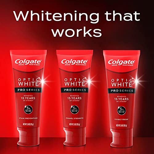 Colgate Optic White Pro Series Whitening Toothpaste with 5% Hydrogen Peroxide, Stain Prevention, 3 Oz Tube