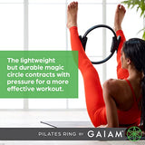 Gaiam Pilates Ring 15 Fitness Circle - Lightweight & Durable Foam Padded Handles | Flexible Resistance Exercise Equipment for Toning Arms, Thighs/Legs & Core, Black