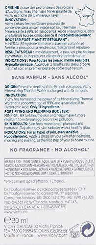 Vichy Hydrating Hyaluronic Acid Serum, Mineral 89 Serum and Daily Face Moisturizer Skin Booster with Natural Origin Hyaluronic Acid, Hydrates and Strengthens Sensitive Skin, 75mL