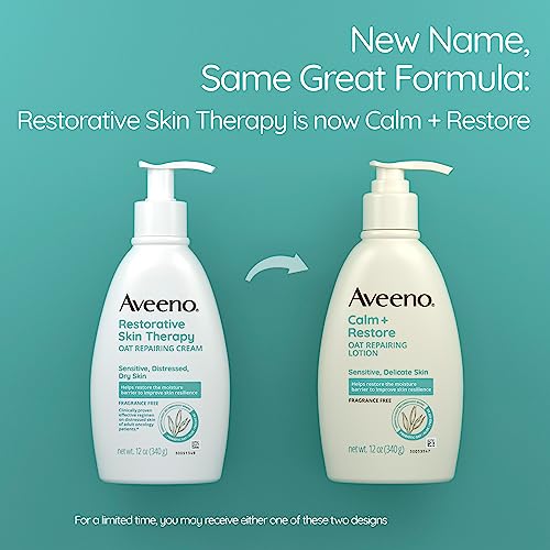 Aveeno Restorative Skin Therapy Sulfate-Free Body Wash for Sensitive, Distressed, Dry Skin, Gentle Cleanser with Antioxidant Oat, Aloe & Pro-Vitamin B5, Soap- & Fragrance-Free, 18 fl. oz