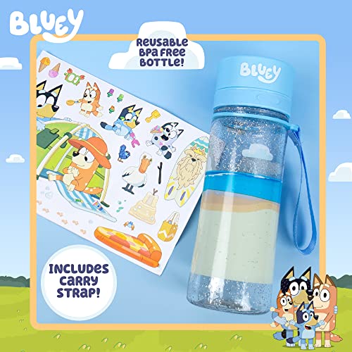 Bluey Decorate Your Own Water Bottle, Repositionable Stickers, Great For Bluey Birthday Parties, Summer Sports, and More, Reusable BPA-Free Water Bottle for Kids Ages 3, 4, 5, 6