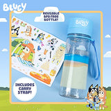 Bluey Decorate Your Own Water Bottle, Repositionable Stickers, Great For Bluey Birthday Parties, Summer Sports, and More, Reusable BPA-Free Water Bottle for Kids Ages 3, 4, 5, 6