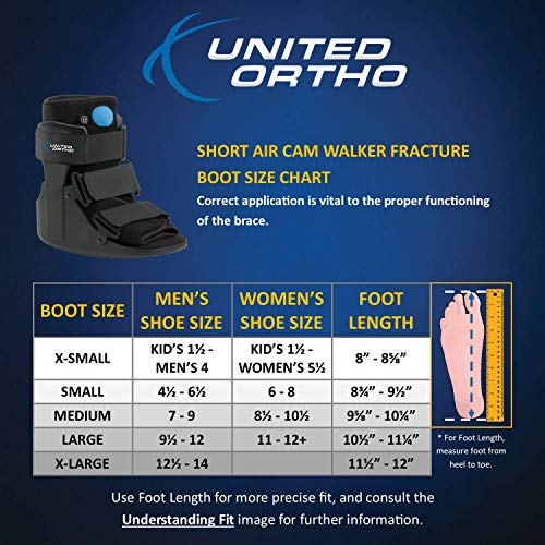 United Ortho Short Air Cam Walker Fracture Boot, Medium, Black