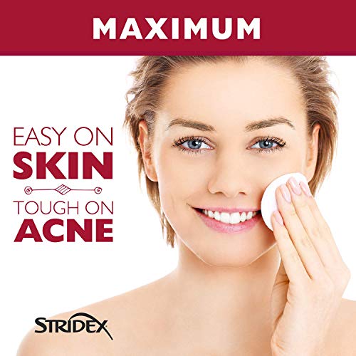 Stridex Medicated Acne Pads, Maximum, 55 Count – Facial Cleansing Wipes, Alcohol Free Face Pads, Acne Treatment for Face, For Moderate Acne, Smooth Application