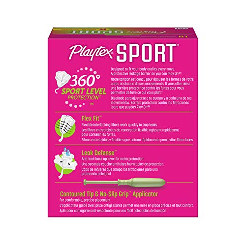 Playtex Sport Tampons, Regular Absorbency, Fragrance-Free - 48ct (Packaging May Vary)