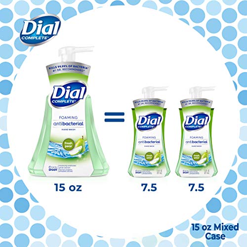 Dial Complete Anti-bacterial Foaming Hand Wash, 60 oz of Foaming Hand Soap. 2-scent Variety Pack Spring Water/Pear, 15 Fluid Ounces each (4 pack)