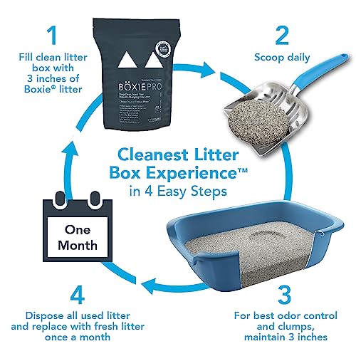 BoxiePro Deep Clean Probiotic Clumping Clay Cat Litter -Scent Free- 16 lb- Cat Activated Probiotics- Longer Lasting Odor Control, Stays Ultra Clean, 99.9% Dust Free