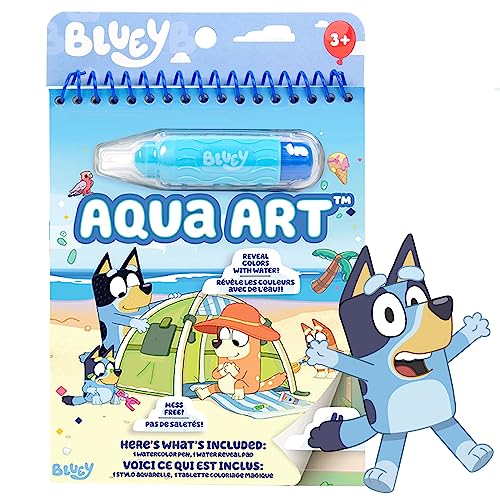 Horizon Group USA Bluey Aqua Art, Includes 4 Reusable Pages of Water Art & Water Pen, Color with Water Book, Water Reveal Activity Book, Paint with Water Books, Doodle Book, Reusable No-Mess Art Book