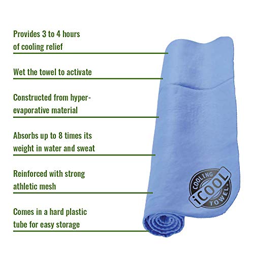 FROGG TOGGS iCOOL PVA Cooling Towel, 26 x 17, Sky Blue