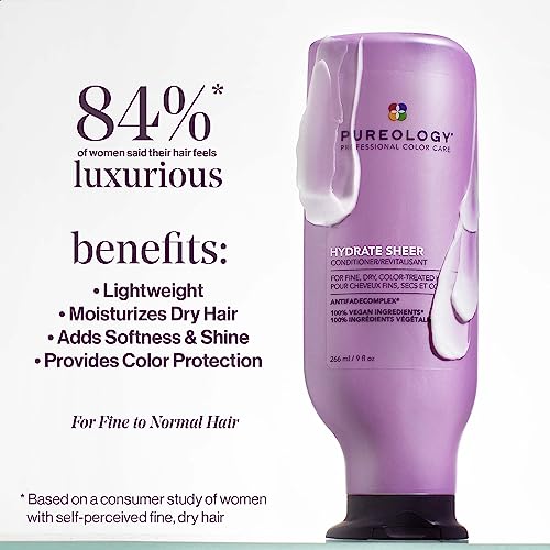 Pureology Hydrate Sheer Nourishing Conditioner | For Fine, Dry Color Treated Hair | Sulfate-Free | Vegan