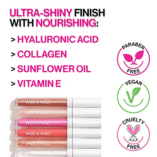 wet n wild Mega Slicks Lip Gloss | Long Lasting | Hyaluronic Acid | High Shine | Champagne Please