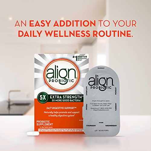 Align Probiotic Extra Strength, Probiotics for Women and Men, #1 Doctor Recommended Brand‡, 5X More Good Bacteria^ to Help Support a Healthy Digestive System, 42 Capsules