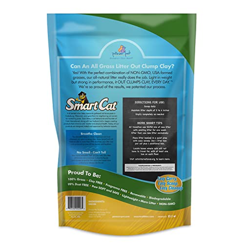 SmartCat All Natural Clumping Cat Litter, 20 Pound (320oz 1 pack) - Alternative to Clay and Pellet Litter - Chemical and 99% Dust Free - Unscented and Lightweight