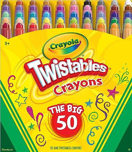 Crayola Mini Twistables Crayons (50 Ct), Kids Back To School Supplies, For Preschool & Kindergarten, Crayons For Toddlers & Kids, Ages 3+