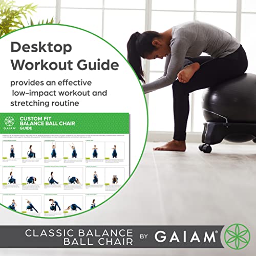 Gaiam 610-6002RTL Balance Ball Chair - Classic Yoga Ball Chair with 52cm Stability Ball, Pump & Exercise Guide for Home or Office, Black