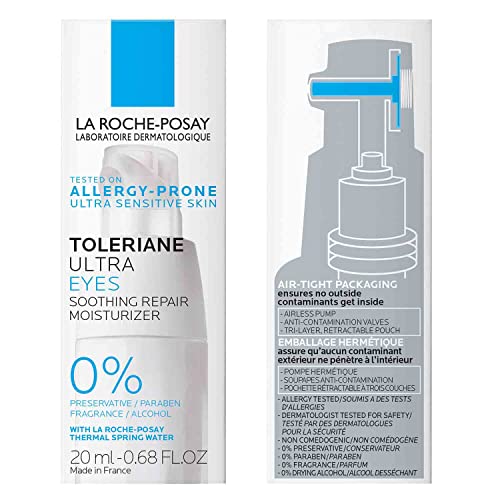 La Roche-Posay Toleriane Dermallergo Eye Cream Soothing Repair Moisturizer, Soothes and Comforts Sensitive Skin, Allergy Tested, Fragrance Free, Alcohol Free, Formerly Toleriane Ultra Eyes