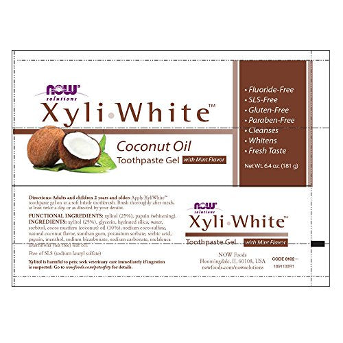 NOW Solutions, Xyliwhite™ Toothpaste Gel, Coconut Oil, Cleanses and Whitens, Cool Coconut-Mint Taste, 6.4-Ounce