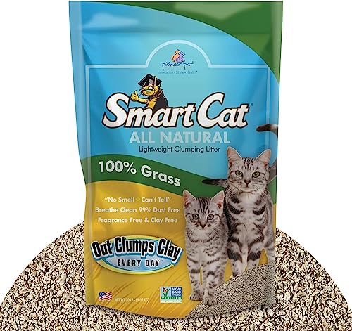 SmartCat All Natural Clumping Cat Litter, 20 Pound (320oz 1 pack) - Alternative to Clay and Pellet Litter - Chemical and 99% Dust Free - Unscented and Lightweight