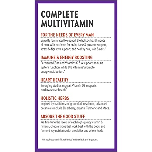 New Chapter Men's Multivitamin for Immune, Stress, Heart + Energy Support with 20 Fermented Nutrients - Every Man's One Daily, Gentle on The Stomach - 96 ct