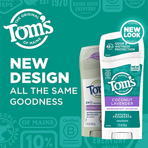 Toms of Maine Antiperspirant Deodorant for Women, Coconut Lavender, 2.25 oz. 3-Pack (Packaging May Vary)