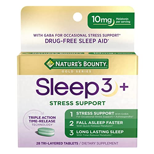 Nature's Bounty Stress Support Melatonin by Sleep3, 10mg, Tri-Layered Tablets, 56 Count