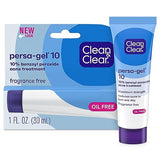 Clean & Clear Persa-Gel 10 Oil-Free Acne Spot Treatment with Maximum Strength 10% Benzoyl Peroxide, Topical Pimple Cream & Acne Gel Medication for Face Acne, Fragrance-Free, 1 fl. oz