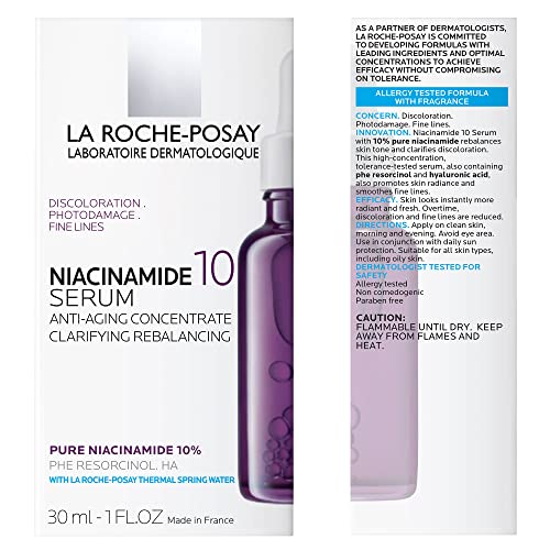 La Roche-Posay Niacinamide 10 Face Serum, Brightening and Anti-Aging Facial Serum with 10% Niacinamide, Reduces the Look of Dark Spots, Discoloration, and Uneven Skin Tone