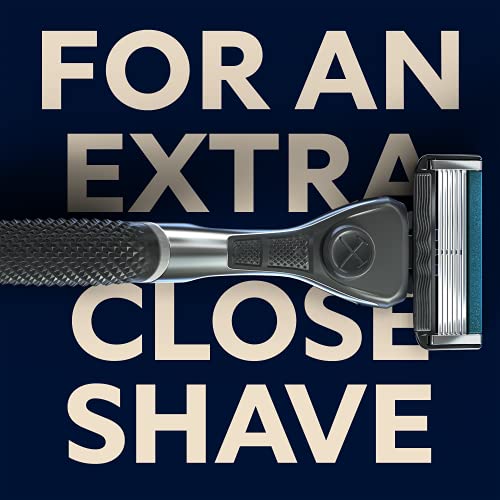 Dollar Shave Club - Shaving Kit with Diamond Grip Razor Handle, 4-Blade Blade Refills, & Blade Cover, Easy to Grip Handle, Shaving Starter Set, Great for Travel, Blue