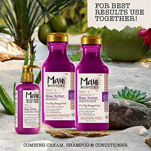 Maui Moisture Heal & Hydrate + Shea Butter Hair Mask & Leave-In Conditioner Treatment to Deeply Nourish Curls & Help Repair Split Ends, Vegan, Silicone, Paraben & Sulfate-Free, 12 oz