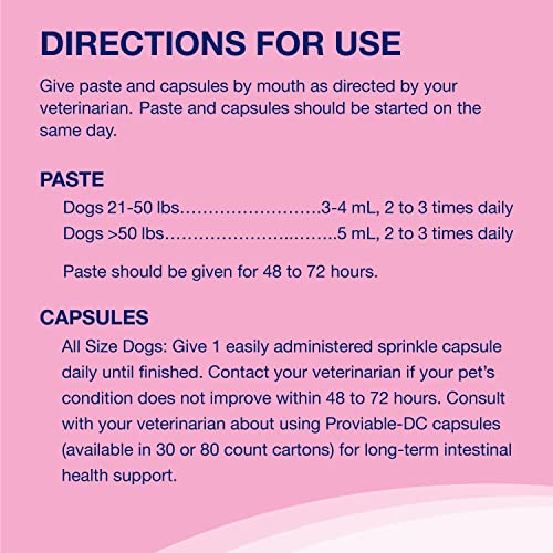 Nutramax Proviable Digestive Health Supplement Kit with Multi-Strain Probiotics and Prebiotics for Medium to Large Dogs - with 7 Strains of Bacteria, 30 mL Paste and 10 Capsules