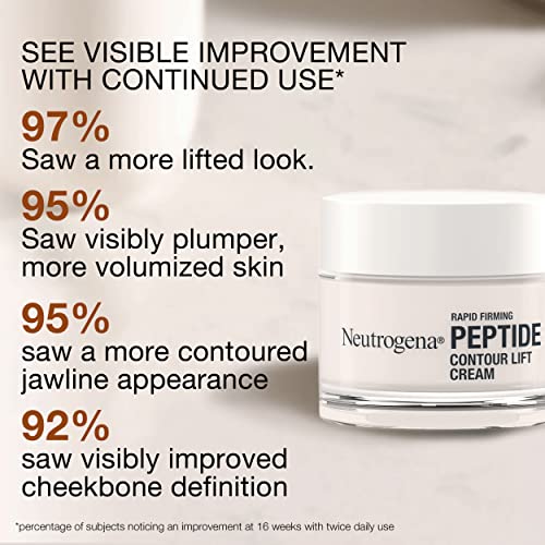 Neutrogena Rapid Firming Peptide Contour Lift Face Cream, Moisturizing Daily Facial Cream to visibly firm & lift skin plus smooth the look of wrinkles, Mineral Oil- & Dye-Free, 1.7 oz