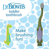 Dr. Brown's Baby and Toddler Toothbrush, Green and Orange Dinosaur 2-Pack, 1-4 Years