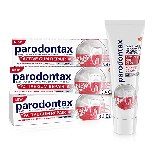 Parodontax Active Gum Repair Whitening Toothpaste for Bleeding Gums - 3x3.4 oz Tube