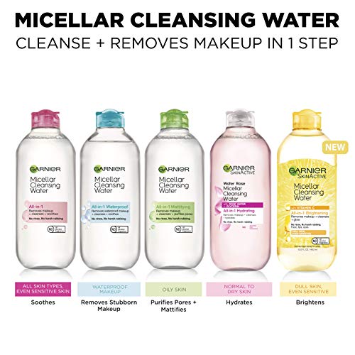 Garnier SkinActive Micellar Water For Waterproof Makeup, Facial Cleanser & Makeup Remover, 13.5 Fl Oz (400mL), 1 Count (Packaging May Vary)