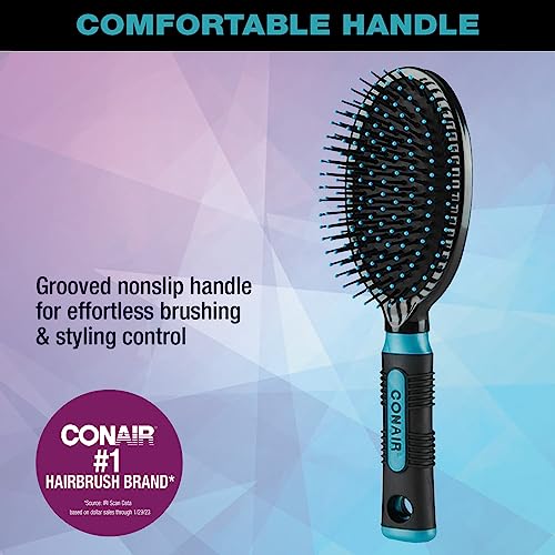 Conair Salon Results Hairbrush for Men and Women, Cushion Base Hairbrush for Everyday Brushing, Color May Vary, 1 Pack