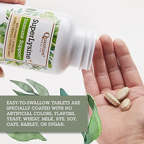 Quantum Health SuperLysine+ Advanced Formula Immune Support Supplement Lysine 1500 mg, Vitamin C Echinacea Licorice Bee Propolis & Odorless Garlic Daily Wellness Blend for Women & Men - 180 Tablets